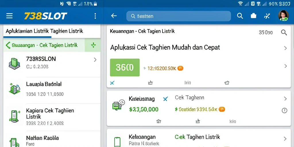 Tampilan aplikasi 738SLOT untuk cek tagihan listrik.