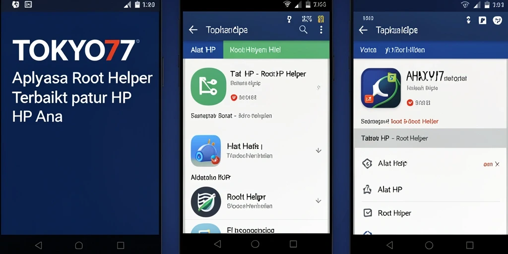 Tampilan antarmuka aplikasi Root Helper TOKYO77 yang mudah digunakan.