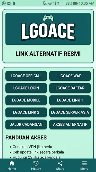 Tampilan link alternatif lgoace