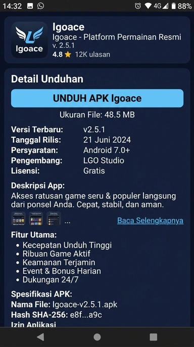Tampilan halaman APK lgoace