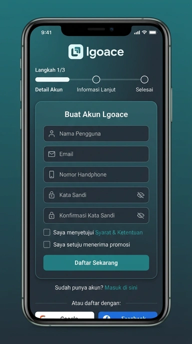 Tampilan halaman daftar lgoace