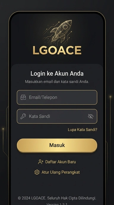 Tampilan halaman login lgoace